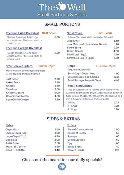 Small Portions menu